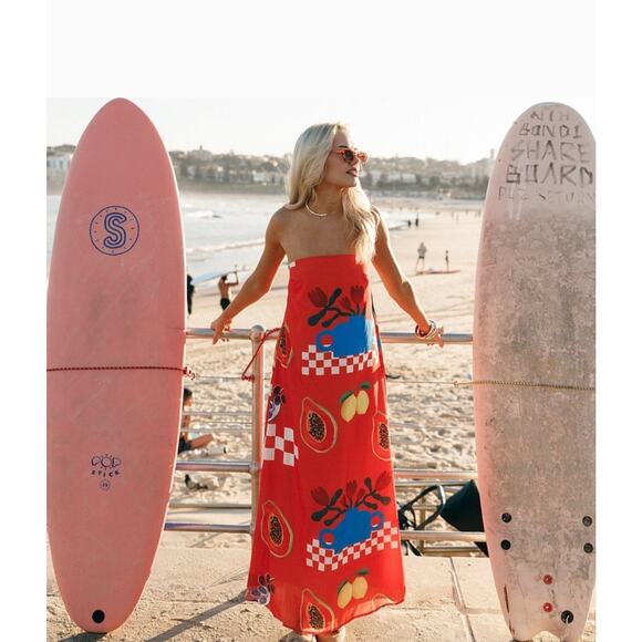 Petal + Pup Dresses & Skirts - Petal & Pup Mellonie Strapless Maxi Rust Papaya Dress Size XL